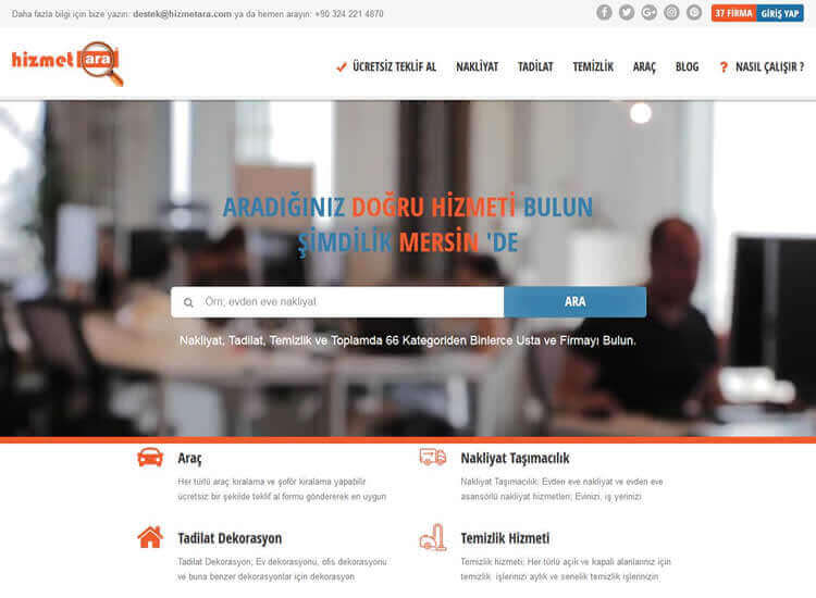 Hizmet Arama Sitesi Web Tasarımı